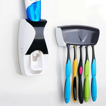 2X Auto Automatic Toothpaste Dispenser+5 Toothbrush Holder Set Wall Mount Stand