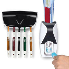 2X Auto Automatic Toothpaste Dispenser+5 Toothbrush Holder Set Wall Mount Stand