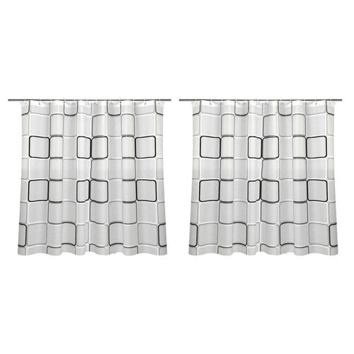 2X Waterproof Shower Curtain with 24 Hooks for Bathroom Toilet