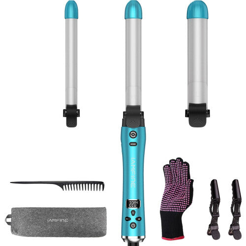 3 in 1 Automatic Curling Iron Set, Curling Tongs with 3 Interchangeable Ceramic Curling Barrels, Curling Iron with LCD Display, 160-220