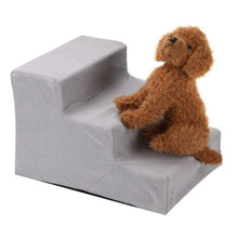 3 Steps Pet Dog Ladder Soft Stairs Puppy Washable Cover Ramp Folding Doggy Grey