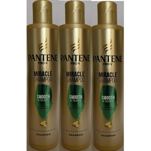 3 x 250ml Pantene Pro-V Miracle Keratin Shampoo - Smooth & Sleek