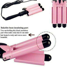 (32mm) Pink Hair Salon Ceramic 3 Triple Barrel Hair Wave Waver Curling Iron Curler Wand