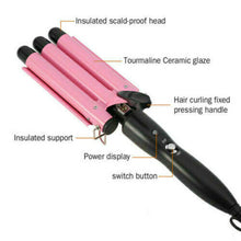 (32mm) Pink Hair Salon Ceramic 3 Triple Barrel Hair Wave Waver Curling Iron Curler Wand