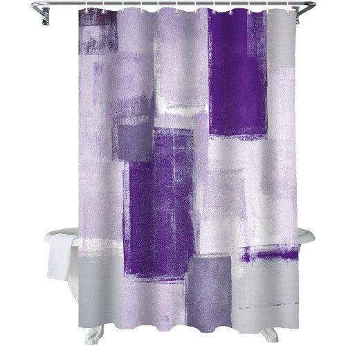 (36inchx72inch, Purple) Fabric Shower Curtain for Bathroom,Custom Shower Curtain Set with Hooks, Luxury Bathroom Curtains, Purple Grey Waterproof Polyester Bathroom Accessori