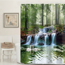 3D Waterfall Scenery Waterproof Shower Curtain Anti-slip Bath Mats Carpets Pedestal Rugs Bathroom Decoration Set