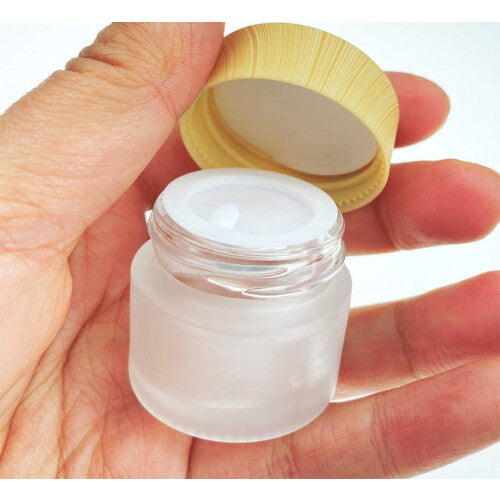 3PCS 20G 20ml Empty Refillable Translucent Glass Makeup Cosmetic Face Cream Lip Balm Storage Container Jar Pot Bottle with Liners and Screw Lid for