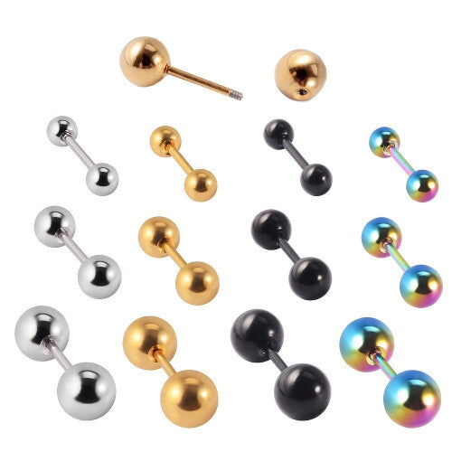 3pcs Set Mens Casual Stainless Steel Ball Stud Earrings