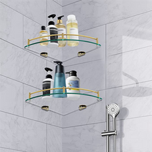 3X Bathroom Shelves, Bathroom Glass Corner Shelf Wall Mounted ,Tempered Glass Shelf for Storing Shower Gel/Soap-B