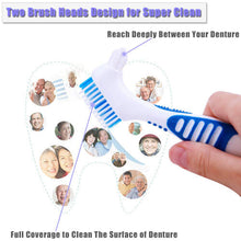 4 Pack Denture Brushes with Double Sided Denture Cleaning Brush Heads for Denture Care