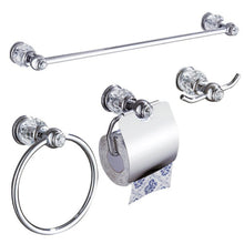 4 piece Chrome Brass Bathroom Accessories Set European Bathroom Hardware Set Crystal Towel Bar