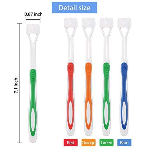 4 Pieces Three Sided Toothbrush Autism Sensory Toothbrush Bristle Travel Toothbrush for Kids Complete Teeth Gum Care Pretty Good Angle Clean Each