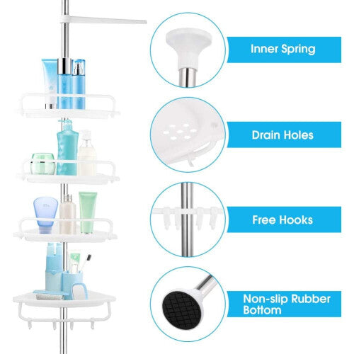 4 Tier Adjustable Telescopic Bathroom Shower Corner Rack Shelf Caddy