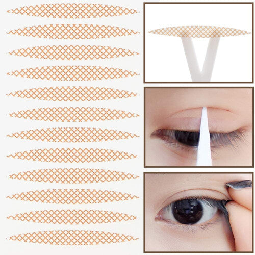 400 Pairs Single-Sided Lace Mesh Breathable No Trace Waterproof Invisible Double Eyelid Tape Stickers