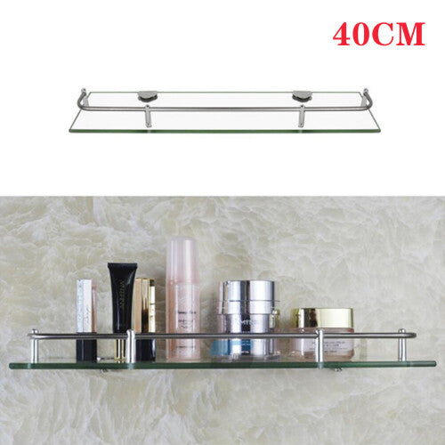 (40CM) Tempered Glass 6MM Wall-Mounted Bathroom Shelf