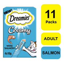 44 x 10g Dreamies Creamy Adult Cat & Kitten Treats Scrumptious Salmon (11x40g)