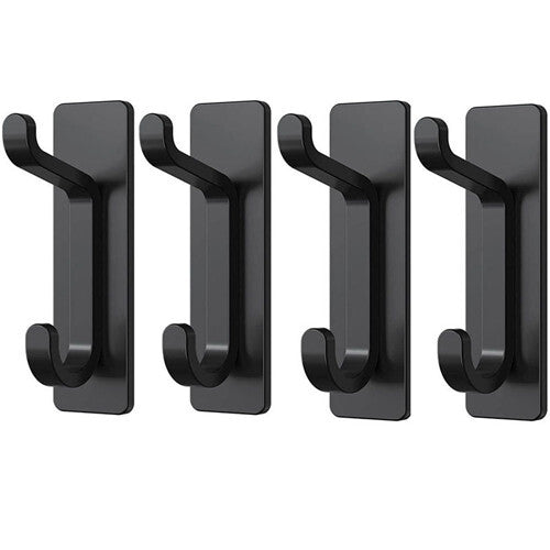 4Pcs Self Adhesive Hooks Stainless Heavy Duty Stick Black