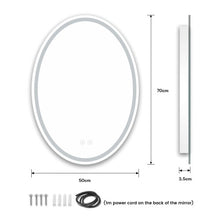 50×70cm Oval LED Bathroom Dimmable Mirror, 3 Colors, Anti-fog