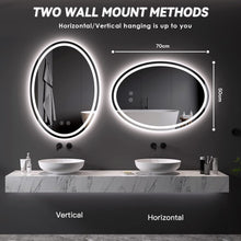 50×70cm Oval LED Bathroom Dimmable Mirror, 3 Colors, Anti-fog