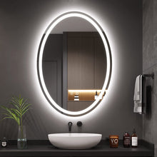 50×70cm Oval LED Bathroom Dimmable Mirror, 3 Colors, Anti-fog