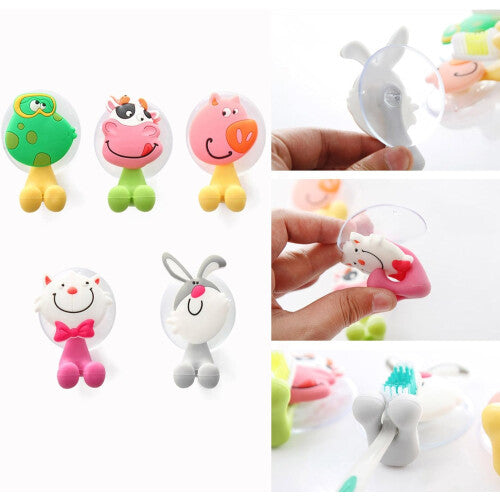 5pcs Animals Toothbrush Holder, Anti-bacterial Tooth Holder Suction Cup Cover with Suction Cup