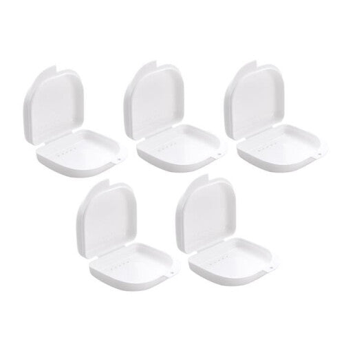 5pcs Orthodontic Retainer Case Denture Container Box for Travel DENTAL APPLIANCE STORAGE BOX