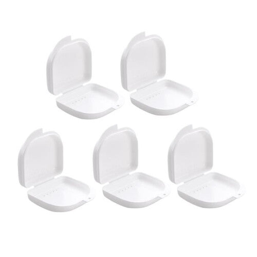 5pcs Orthodontic Retainer Case Denture Container Box for Travel DENTAL APPLIANCE STORAGE BOX