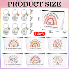 6 Sets Thank You Gifts Inspirational Gifts for Women Cosmetic Rainbow Makeup Bag with Inspirational Keyring,Birthday Gifts for Women Girl Sister