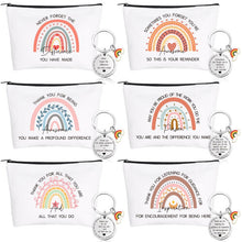 6 Sets Thank You Gifts Inspirational Gifts for Women Cosmetic Rainbow Makeup Bag with Inspirational Keyring,Birthday Gifts for Women Girl Sister