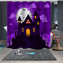 (60inchx70inch, E) Halloween shower curtain, cute ghost festival pumpkin shower curtain with hook, Halloween witch bat black cat shower curtain decoration, 60 feet wide