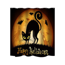 (60inchx70inch, E) Halloween shower curtain, cute ghost festival pumpkin shower curtain with hook, Halloween witch bat black cat shower curtain decoration, 60 feet wide