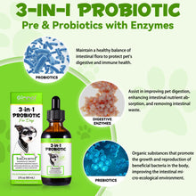 60ml 3-In-1 Probiotic Drops for Dogs - Maintain Gut Immunity, Supports Digestive Health, Provides Beneficial Bacteria - Digestive Enzymes, Prebiotics