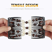 7 PCS Beaded Hair Combs Stretchy Double Hair Comb Elastic Comb Double Hair Combs Clips Hair Clip Stretchy for Women Girls Hair Accessory DIY Hair