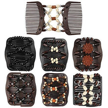 7 PCS Beaded Hair Combs Stretchy Double Hair Comb Elastic Comb Double Hair Combs Clips Hair Clip Stretchy for Women Girls Hair Accessory DIY Hair