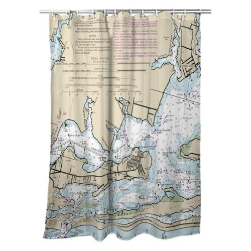 71 x 74 in. Chippewa Bay, NY Nautical Map Shower Curtain