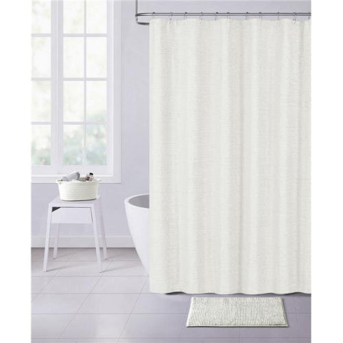 72 x 70 x 1 in. Pearl White Soft Textured Shower Curtain