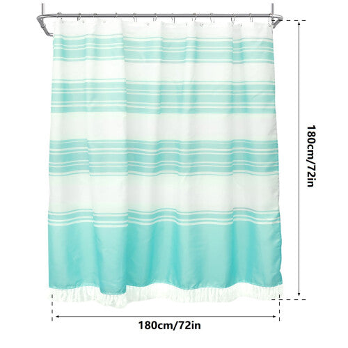 (72inchx72inch, Blue) Dznils Boho Fabric Shower Curtain with Tassel, Farmhouse Striped Bathroom Curtain, Gray, 72" x 72"