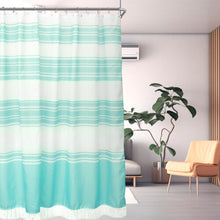 (72inchx72inch, Blue) Dznils Boho Fabric Shower Curtain with Tassel, Farmhouse Striped Bathroom Curtain, Gray, 72