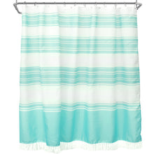 (72inchx72inch, Blue) Dznils Boho Fabric Shower Curtain with Tassel, Farmhouse Striped Bathroom Curtain, Gray, 72