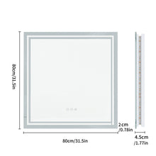 800 x 800mm Sqaure Led  Bathroom Mirror with Demister Sensor  3 Lights