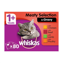 80pc Whiskas 1+ Cat Food Pouches Meat Selection In Gravy