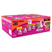 80pc Whiskas 1+ Cat Food Pouches Meat Selection In Gravy