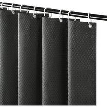 (80x180cm) Waffle Shower Curtain Polyester Shower Curtains Dark Grey Anti-Mould with Hooks