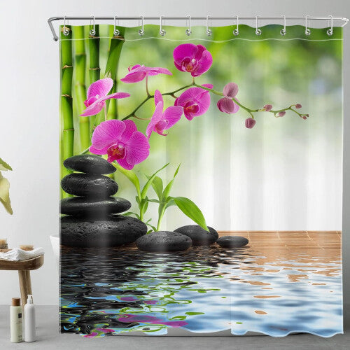 (90x180cm) Polyester Shower Curtain Waterproof Bath Curtain Washable Bathroom Curtains