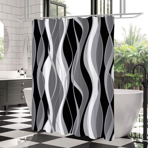 (90x180cm) Waterproof Shower Curtain Anti-Mould Shower Curtain Modern Style with Hooks