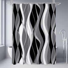 (90x180cm) Waterproof Shower Curtain Anti-Mould Shower Curtain Modern Style with Hooks