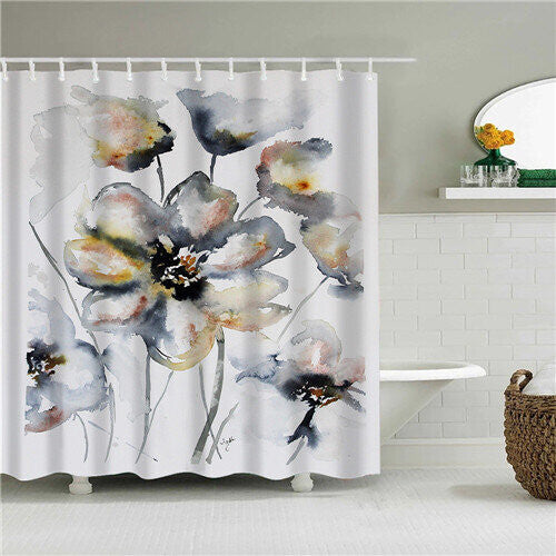 (A, 150*180cm/59*70.8in) 3D Modern Floral Shower Curtains