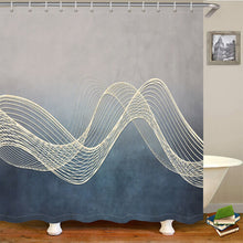 (A) Sonernt Wave Line Abstract Art Shower Curtain 72x72 inch Bathroom Decor Set with Hooks