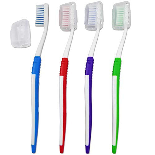 Adult Toothbrushes with Covers ~ Bulk Pack of 20 Manual Toothbrushes ~ Individually Packaged Medium Firm Bristles