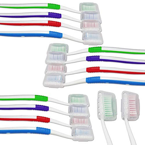 Adult Toothbrushes with Covers ~ Bulk Pack of 20 Manual Toothbrushes ~ Individually Packaged Medium Firm Bristles